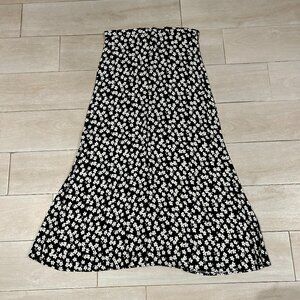 Womens Reformation Black White Viscose Rayon Floral Midi Skirt 8